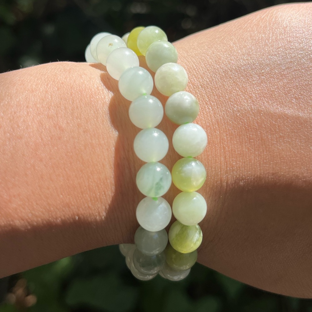 8mm Xiuyan Jade and white jade set